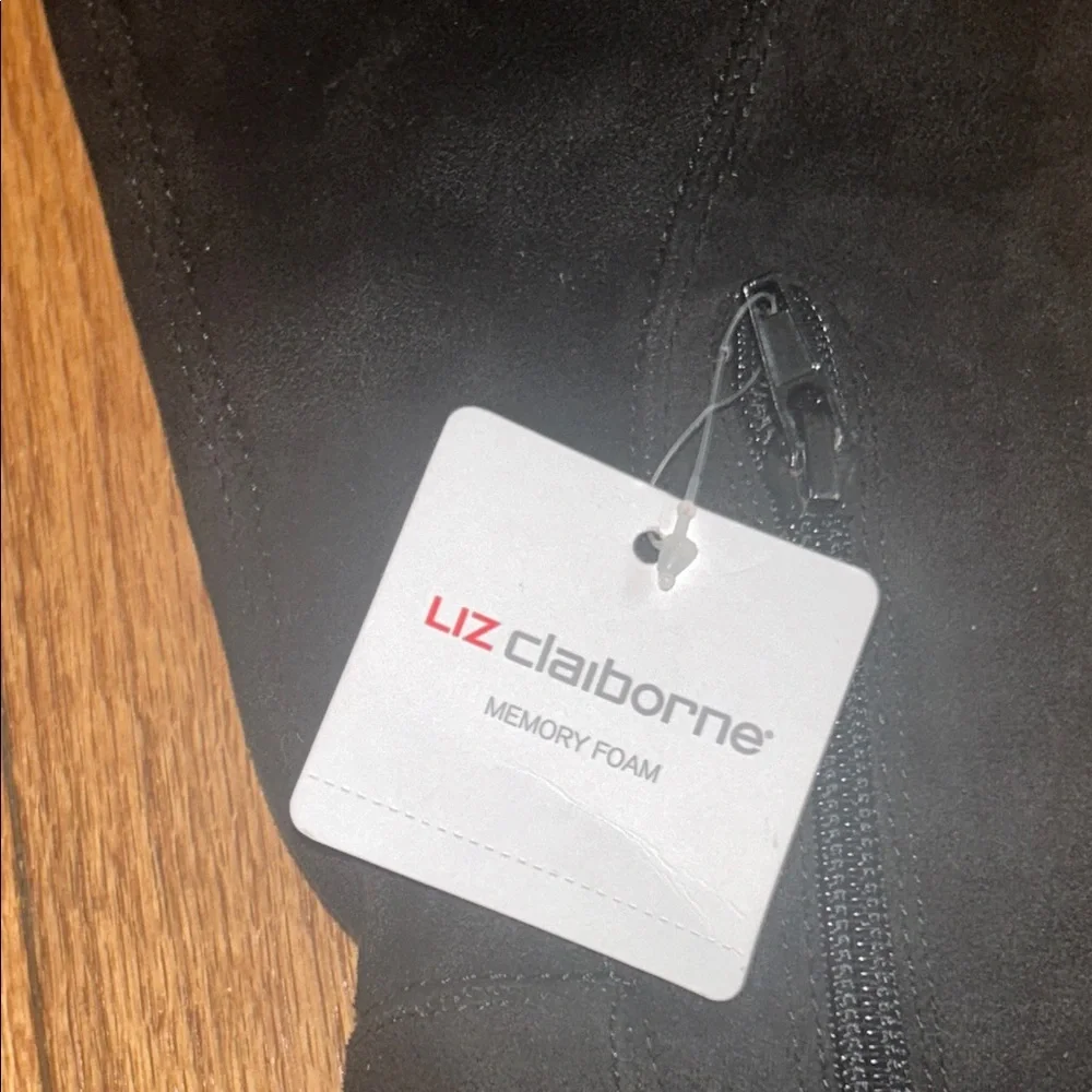NWT Liz Claiborne Suede Black Over-the-Knee Thigh High Memory Foam Women's Boots